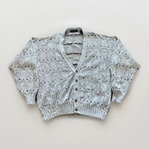 Clay Brooke Cardigan Mens XL Knit Cotton 80s 90s‎ Retro Sweater Vintage